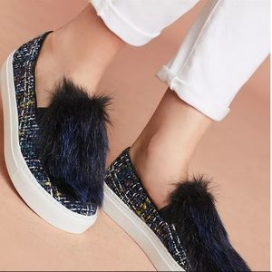 Bettye Woven Platform Fuzzy Faux Fur Sneaker